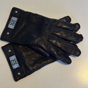 Coach C Dark Brown Leather Gloves sz 6 1/2
